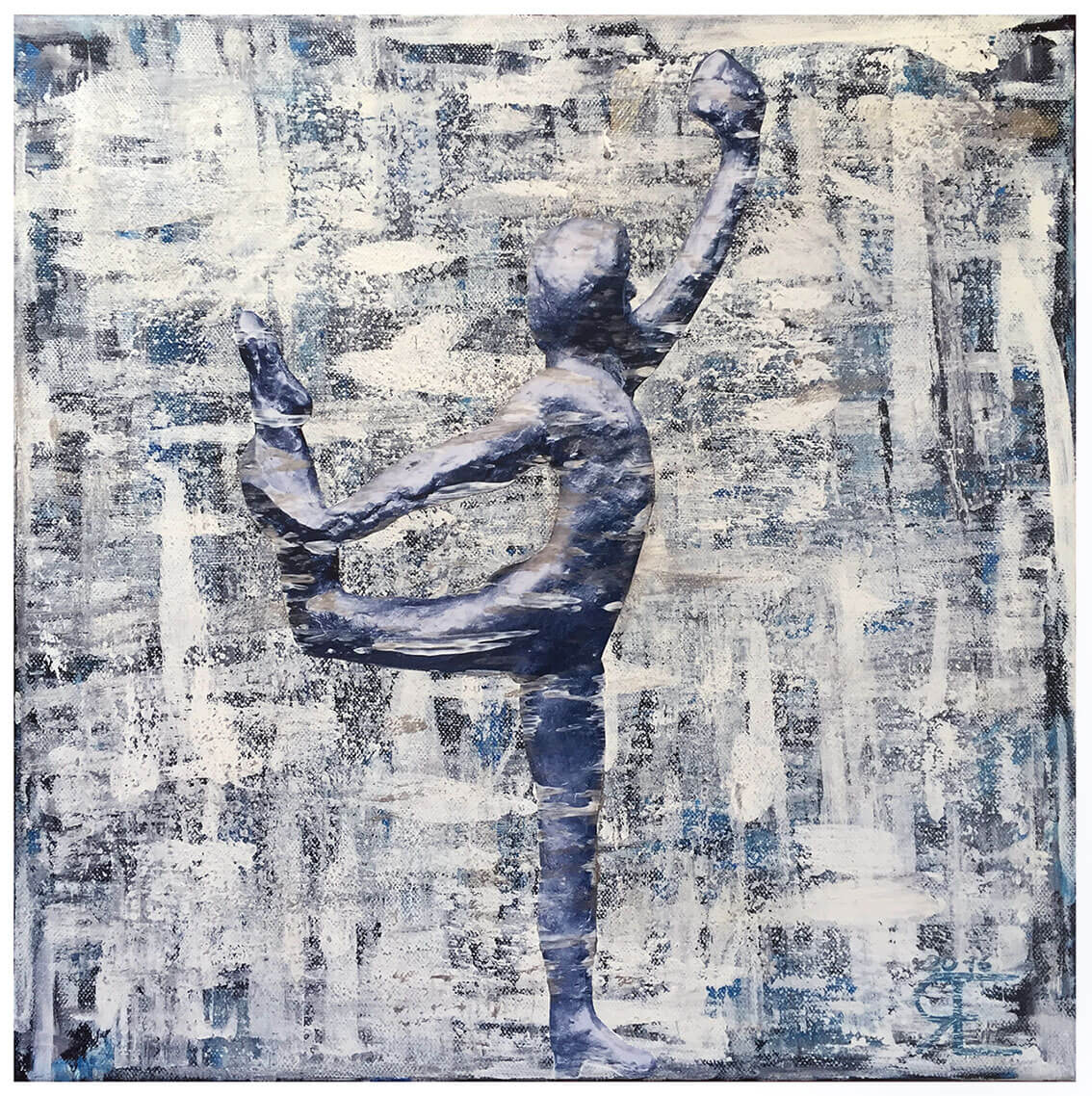 Die Tänzerin | Acryl auf Leinwand, Foto Rodin-Skulptur geklebt | 2016