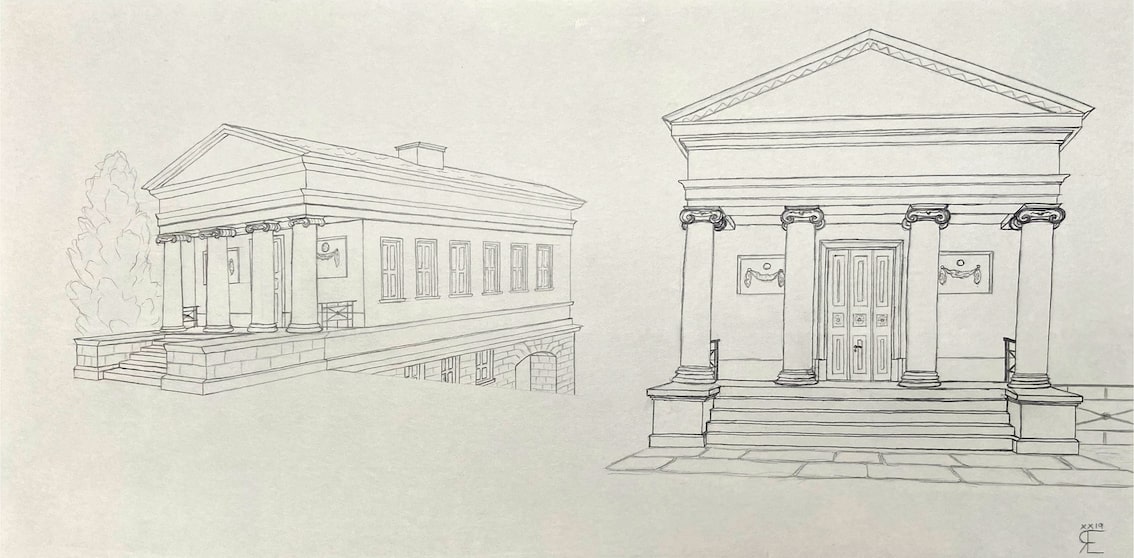 Römisches Haus außen | Bleistift auf Papier | 2020