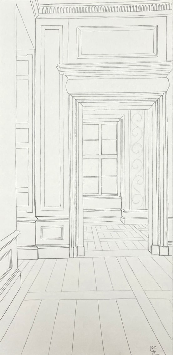 Römisches Haus innen | Bleistift auf Papier | 2020
